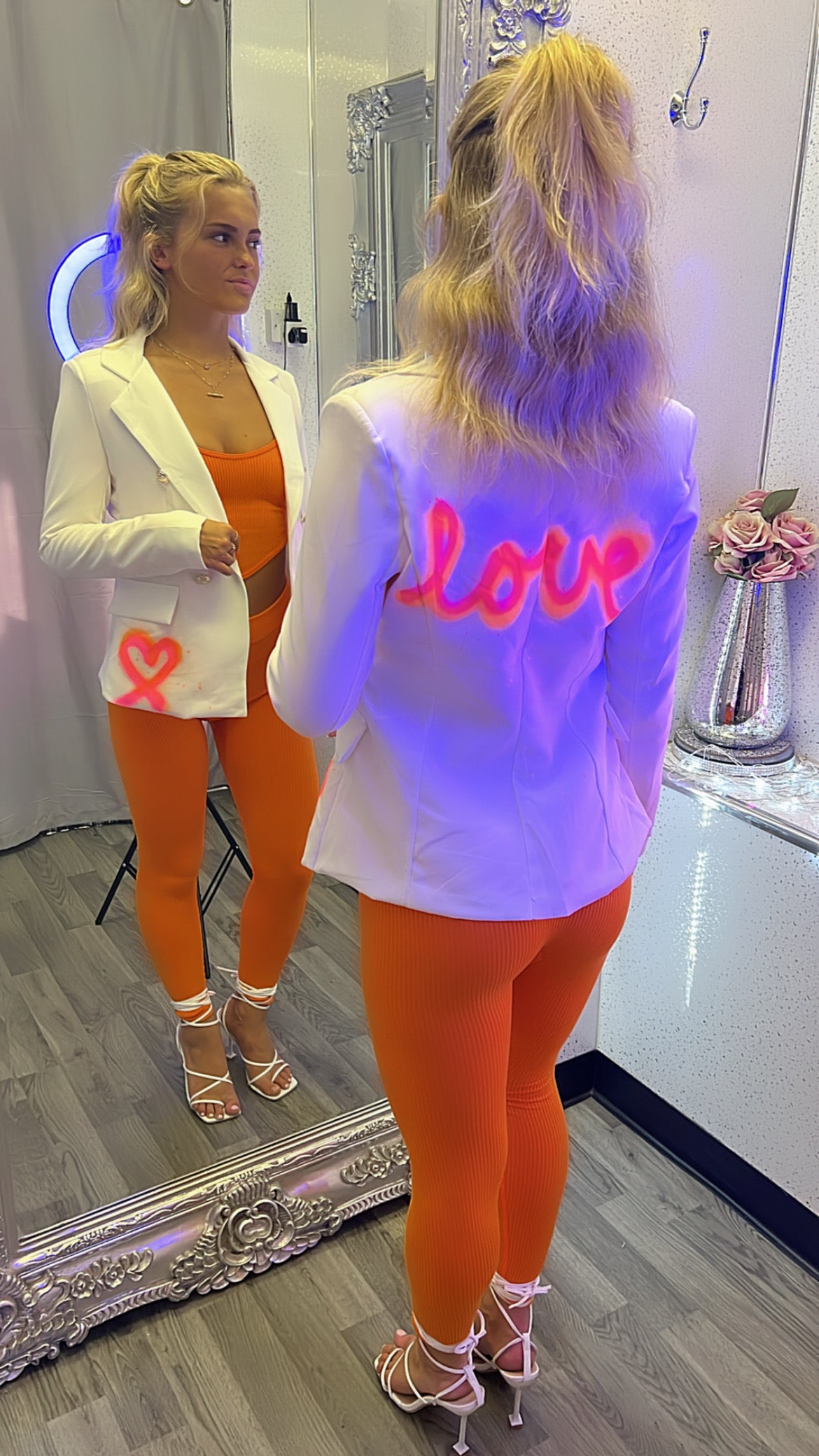 Neon Customisable White Blazer