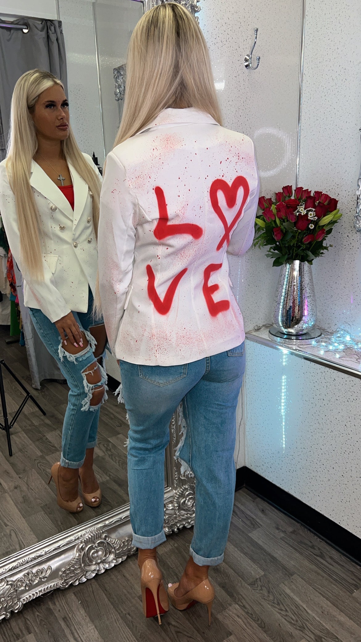 Valentines Edition Made with Love White Customisable Blazer