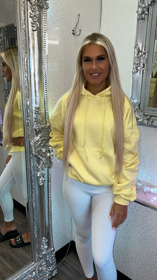 Lemon Ruched Sleeve Hoodie and Leggings Set