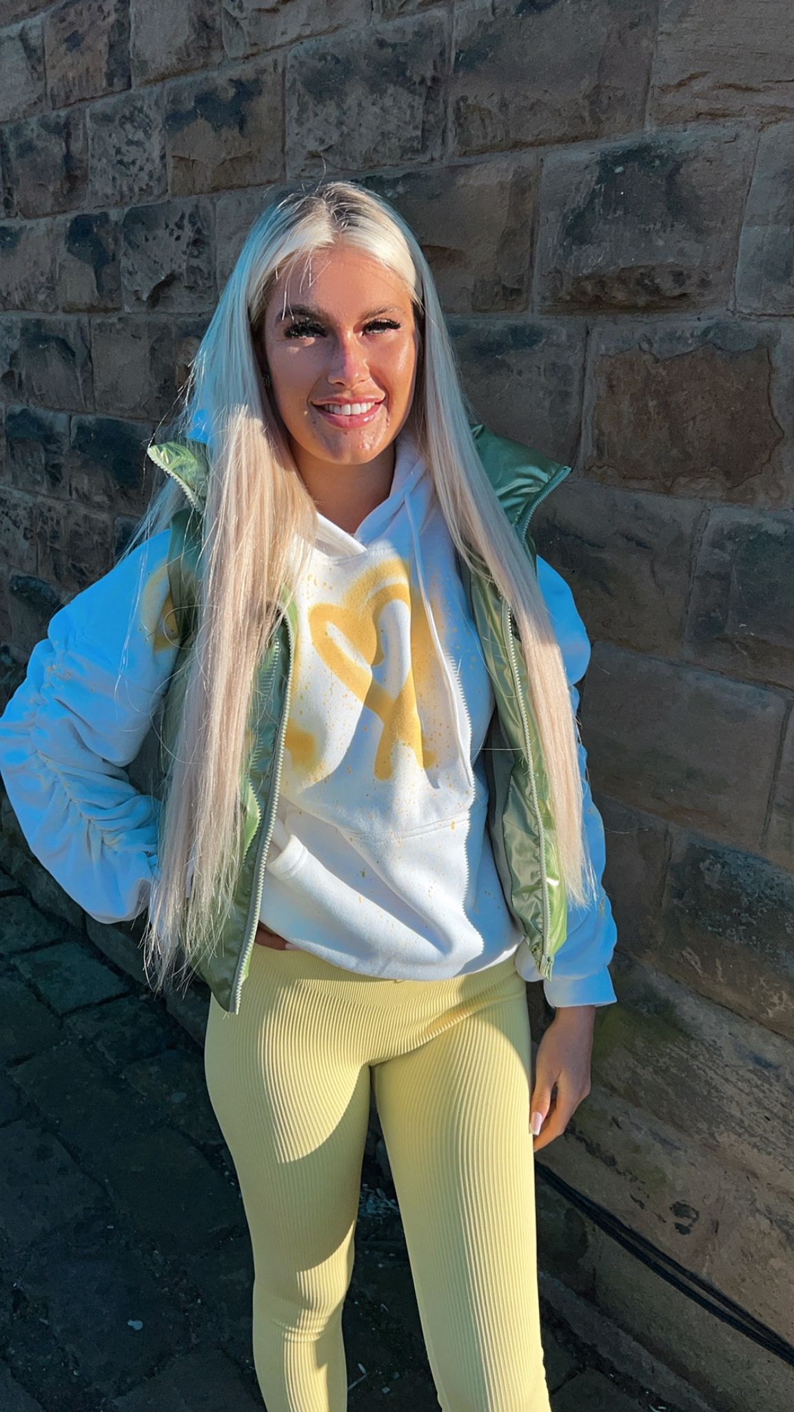 Made With Love Ruched Hoodie Set - Lemon hearts and leggings