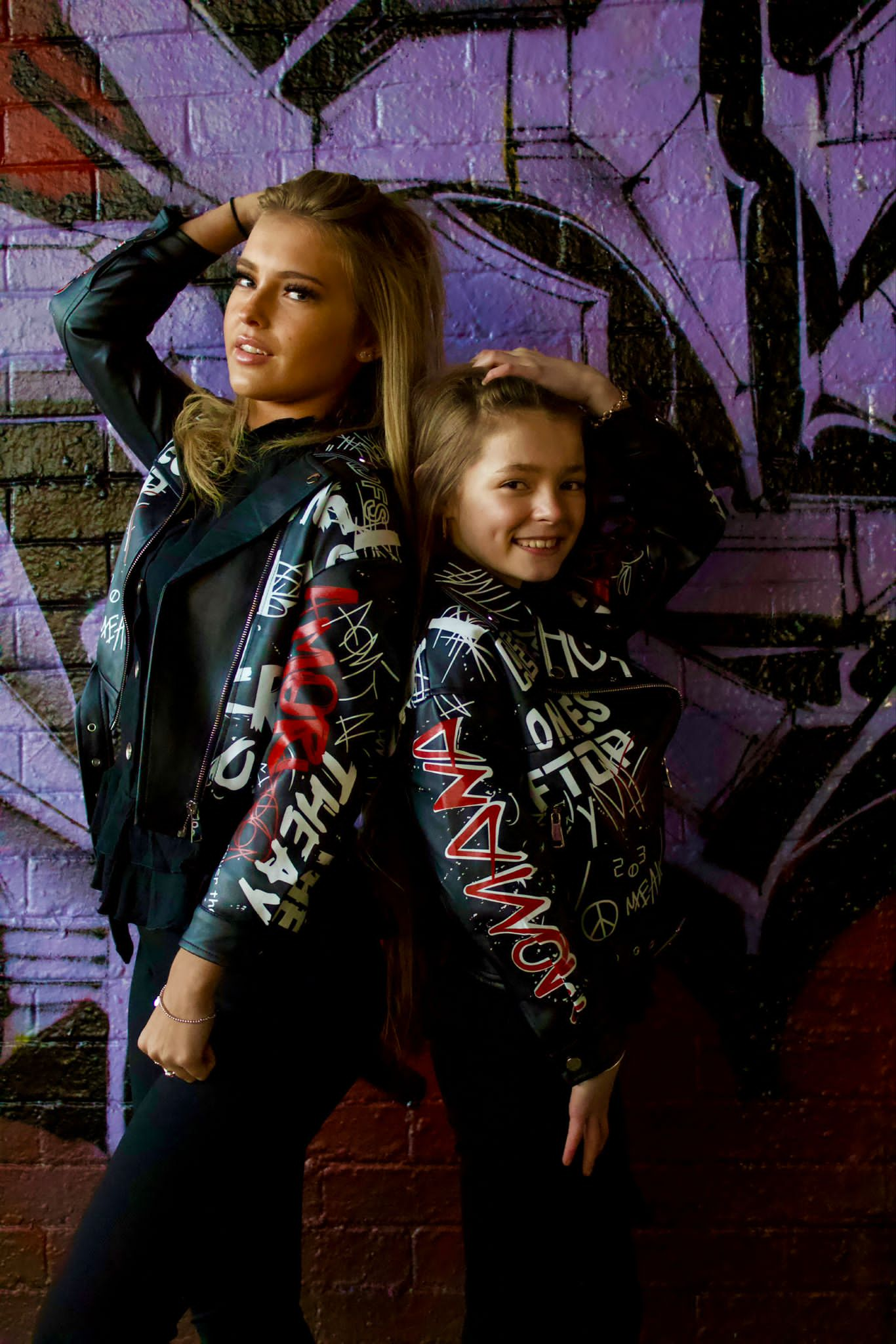 Lil Divas Black Biker Style Graffiti Jacket